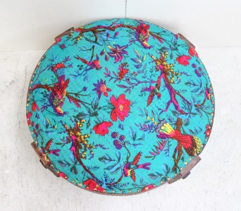 CH05 Ghatti Stool with Kantha Fabric - Blue Natural 3